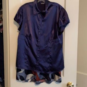 Satin shirt multi colored satin skirt
